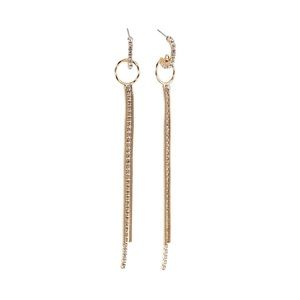 Gold Crystal Hoop & Fringe Earrings